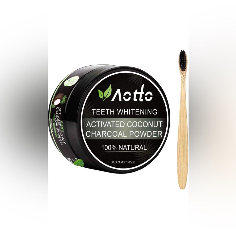 Activated Charcoal Teeth Whitening Bamboo Brush Included